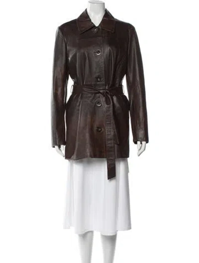 Pre-owned Lamarque Lamb Leather Jacket In Brown