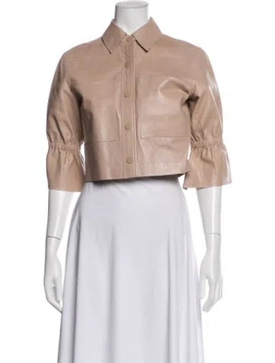 Pre-owned Lamarque Lamb Leather Jacket In Neutral