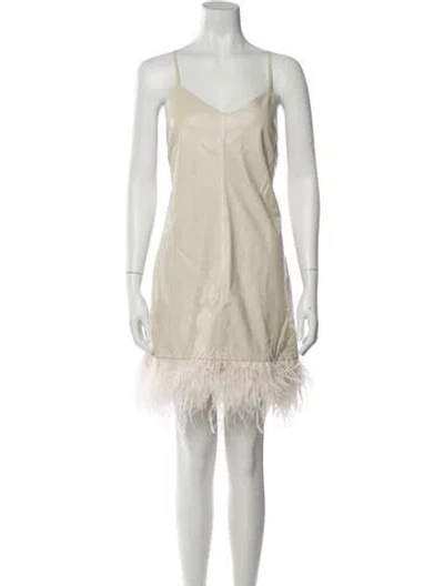 Pre-owned Lamarque Lamb Leather Knee-length Dress In Neutral