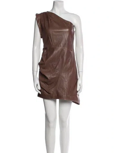 Pre-owned Lamarque Lamb Leather Mini Dress In Brown