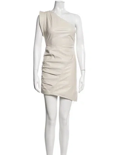 Pre-owned Lamarque Lamb Leather Mini Dress W/ Tags In Neutrals