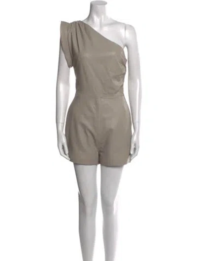 Pre-owned Lamarque Lamb Leather One-shoulder Romper In Neutral