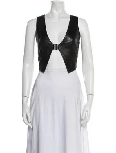 Pre-owned Lamarque Lamb Leather Vest In White