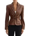 Lamarque Leather Belted Blazer In Brown
