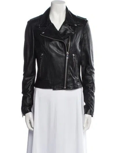 Pre-owned Lamarque Leather Biker Jacket In Black