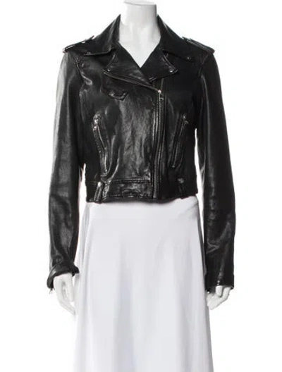 Pre-owned Lamarque Leather Biker Jacket In Black