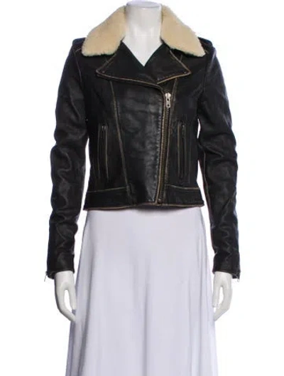 Pre-owned Lamarque Leather Biker Jacket In Black