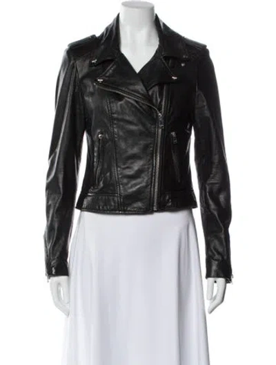 Pre-owned Lamarque Leather Biker Jacket In Black