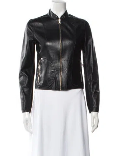 Pre-owned Lamarque Leather Biker Jacket In Black