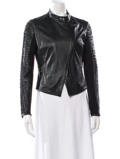 Pre-owned Lamarque Leather Biker Jacket In Black