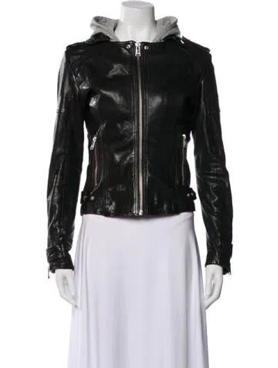 Pre-owned Lamarque Leather Biker Jacket In Black