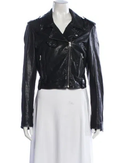 Pre-owned Lamarque Leather Biker Jacket In Black