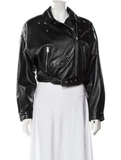 Pre-owned Lamarque Leather Biker Jacket In Black