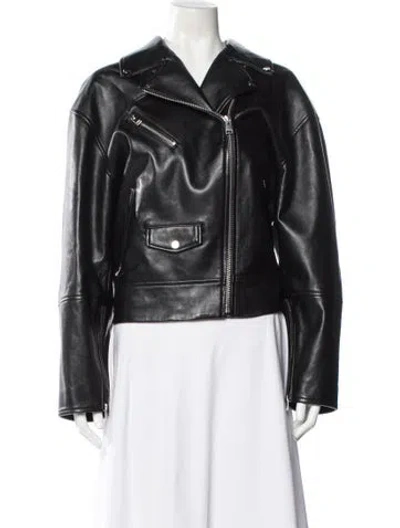 Pre-owned Lamarque Leather Biker Jacket In Black