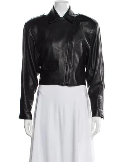 Pre-owned Lamarque Leather Biker Jacket In Black