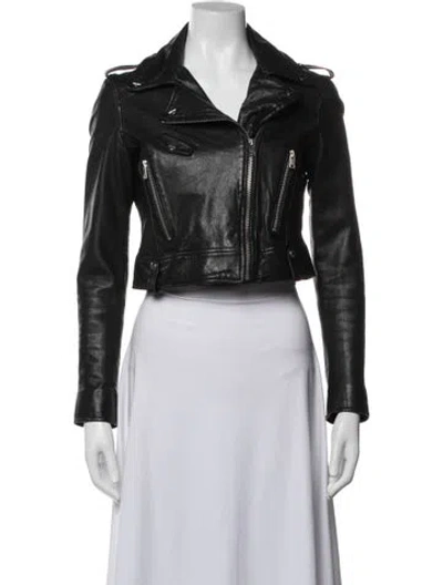 Pre-owned Lamarque Leather Biker Jacket In Black