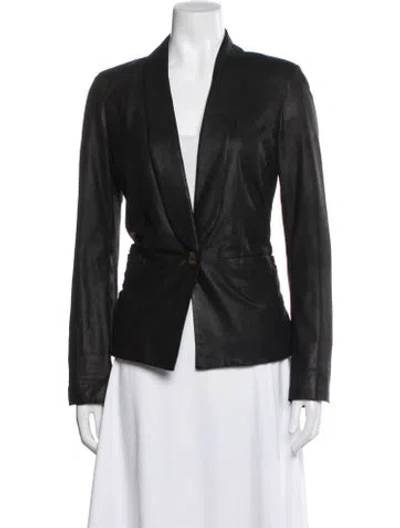 Pre-owned Lamarque Leather Biker Jacket In Black