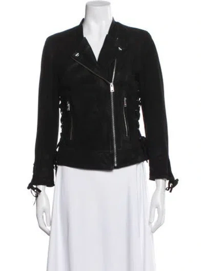 Pre-owned Lamarque Leather Biker Jacket In Black