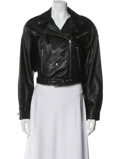 Pre-owned Lamarque Leather Biker Jacket In Black