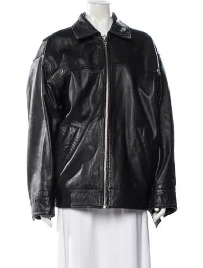 Pre-owned Lamarque Leather Biker Jacket In Black