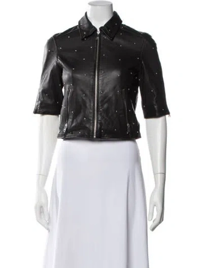Pre-owned Lamarque Leather Biker Jacket In Black
