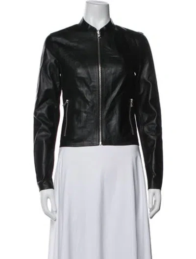 Pre-owned Lamarque Leather Biker Jacket In Black