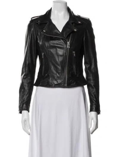 Pre-owned Lamarque Leather Biker Jacket In Black