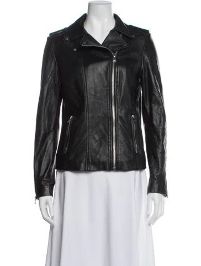 Pre-owned Lamarque Leather Biker Jacket In Black