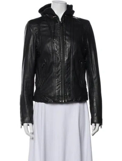 Pre-owned Lamarque Leather Biker Jacket In Black