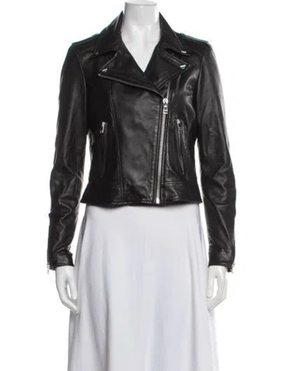 Pre-owned Lamarque Leather Biker Jacket In Black