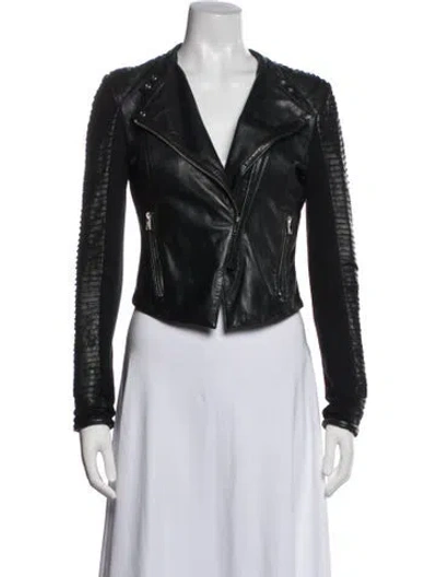Pre-owned Lamarque Leather Biker Jacket In Black