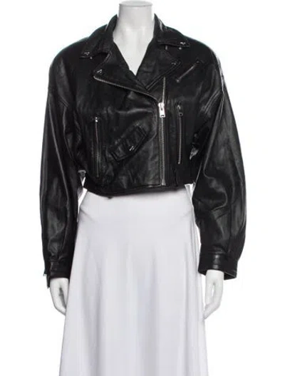 Pre-owned Lamarque Leather Biker Jacket In Black