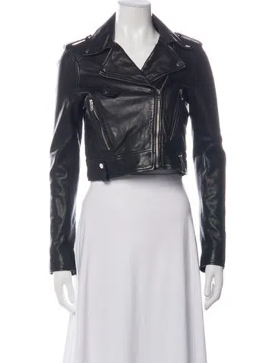 Pre-owned Lamarque Leather Biker Jacket In Black