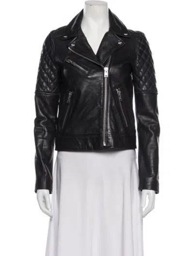 Pre-owned Lamarque Leather Biker Jacket In Black