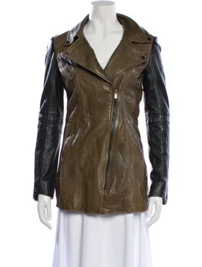 Pre-owned Lamarque Leather Biker Jacket In Black/neutrals