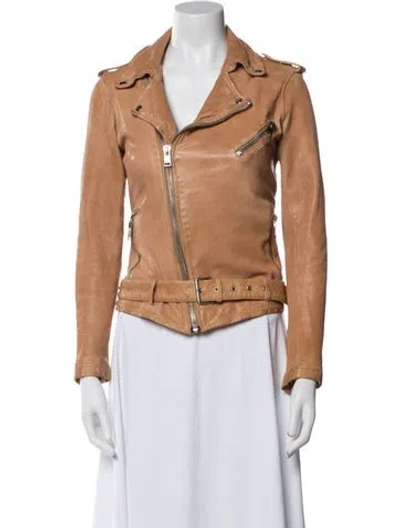 Pre-owned Lamarque Leather Biker Jacket In Brown