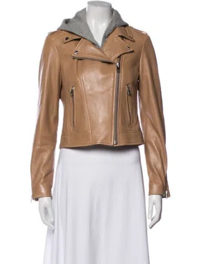 Pre-owned Lamarque Leather Biker Jacket In Brown