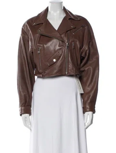 Pre-owned Lamarque Leather Biker Jacket In Brown