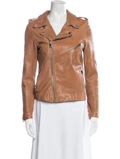 Pre-owned Lamarque Leather Biker Jacket In Brown