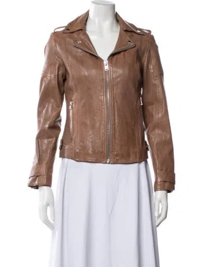Pre-owned Lamarque Leather Biker Jacket In Brown