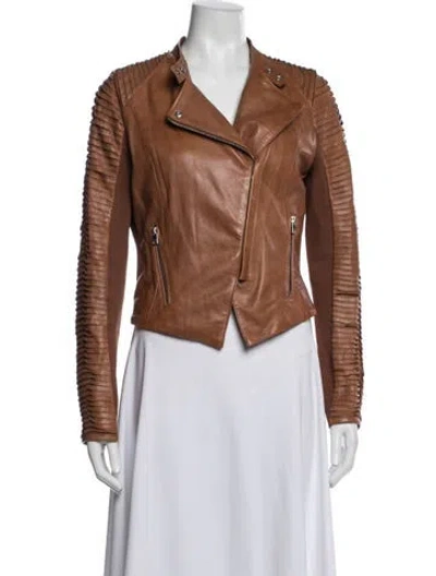 Pre-owned Lamarque Leather Biker Jacket In Brown