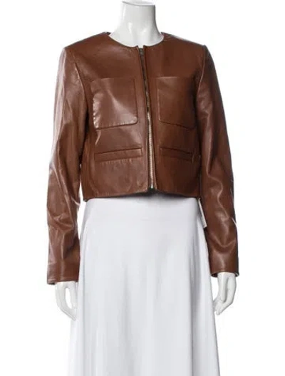 Pre-owned Lamarque Leather Biker Jacket In Brown