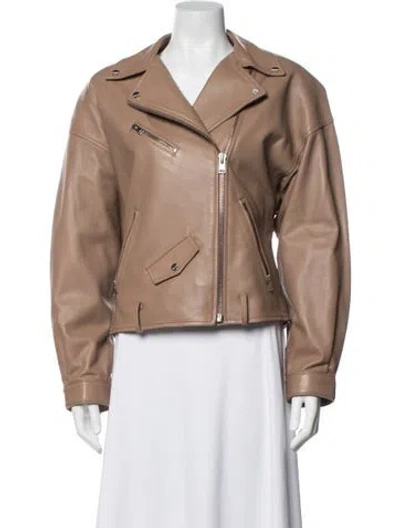 Pre-owned Lamarque Leather Biker Jacket In Brown