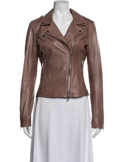 Pre-owned Lamarque Leather Biker Jacket In Brown
