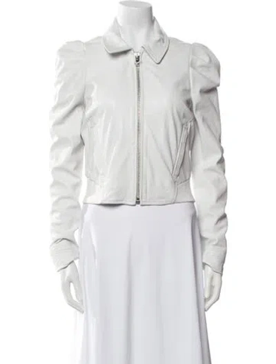 Pre-owned Lamarque Leather Biker Jacket In Gray