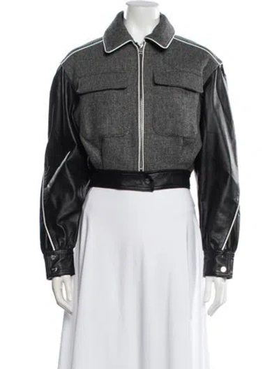 Pre-owned Lamarque Leather Biker Jacket In Gray