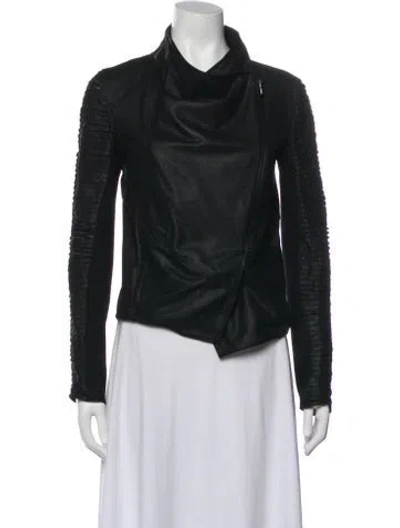 Pre-owned Lamarque Leather Biker Jacket In Green