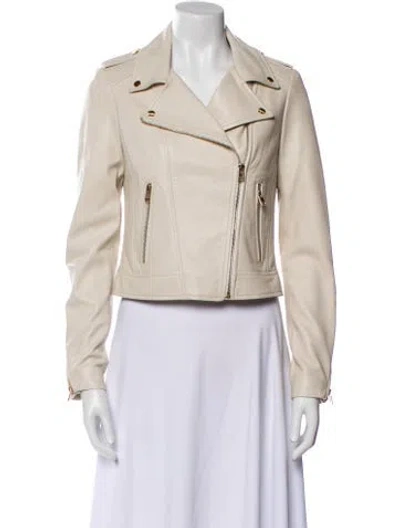 Pre-owned Lamarque Leather Biker Jacket In Neutral