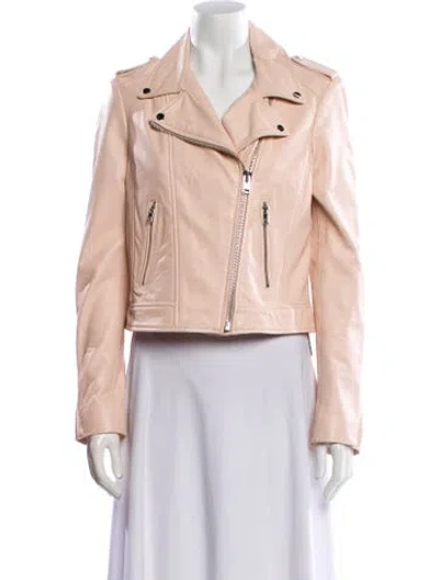 Pre-owned Lamarque Leather Biker Jacket In Neutral