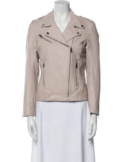 Pre-owned Lamarque Leather Biker Jacket In Neutral